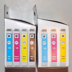 Genuine Epson 126(3 colors and 1 black) Exp.8.2023 + 125(3 colors)Exp.9/2020